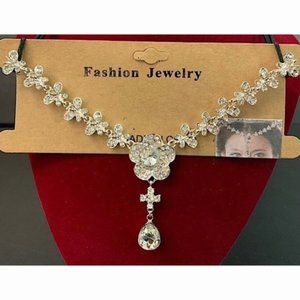 Gold silver rose gold butterfly flower head chain